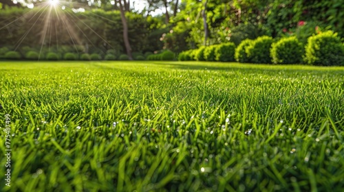 Neatly trimmed grass lawn