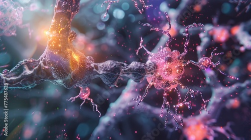 Nerve cells with antibodies photo