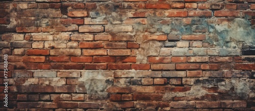 A close-up view of a worn brick wall featuring a faded pastel blue paint coating, adding a soft touch to the rugged texture