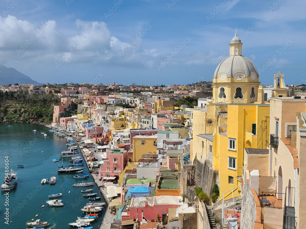 View of Procida from up on a hill