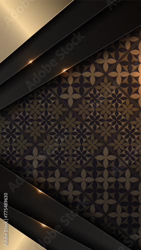 Luxurious Black and Gold Patterned Background, Stylish Phone Wallpaper with Elegant Design, Abstract Geometric Art for High Definition Phone Wallpaper