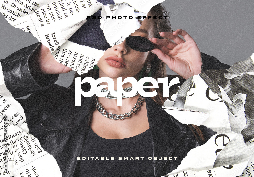 Ripped Paper Photo Effect Stock Template | Adobe Stock