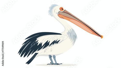 Pelican character on a white background 2d flat car