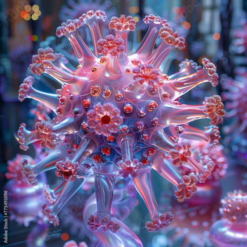 Fluorescent microscopic virus background photo