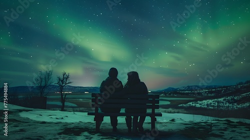 Silent reverence: Couple gazes at mesmerizing aurora australis