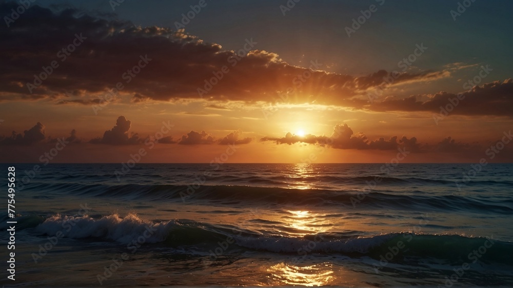 a beautiful of  Sunset over the sea
