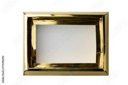 Top view of golden box isolated on white background