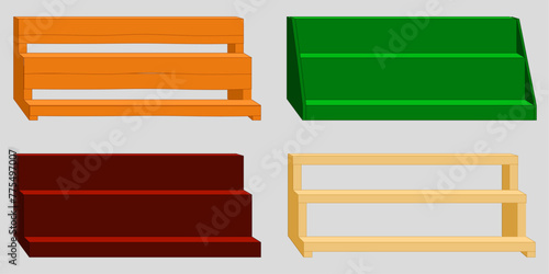 racks .Empty wooden bookshelves on wall shelves for books