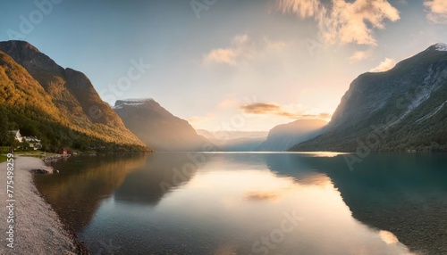 panorama lovatnet lake beautiful nature norway © Adrian