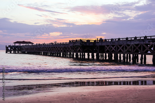 Bridge at Khao Pilai Beach Phang-nga at twilight time sky in summer Thailand photo