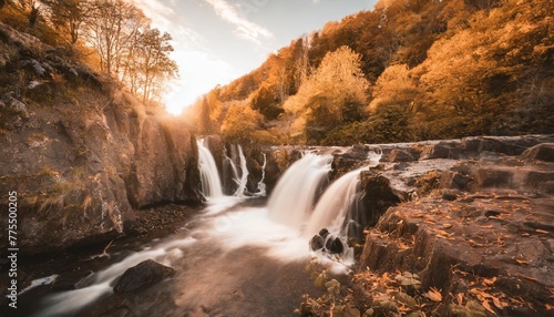 waterfall in autumn generated ai