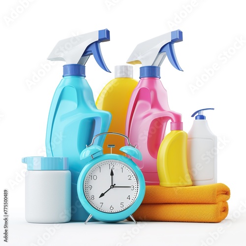 cleaning products isolated on white