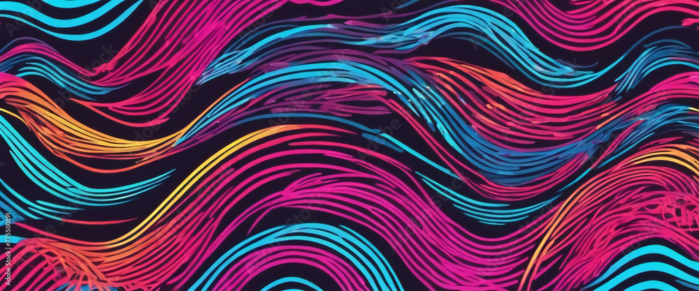 Big Neon Wave Background blurry