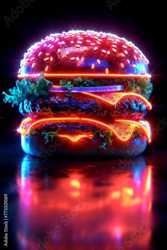 Neon Burger Illuminates the Night!