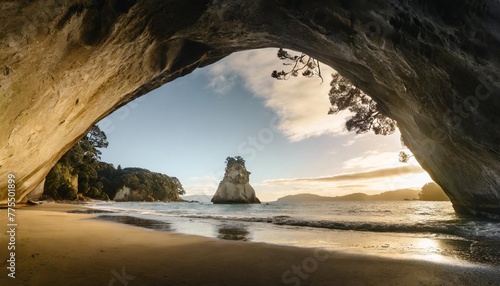 view from the cave at cathedral cove coromandel new zealand 39 © Tomas