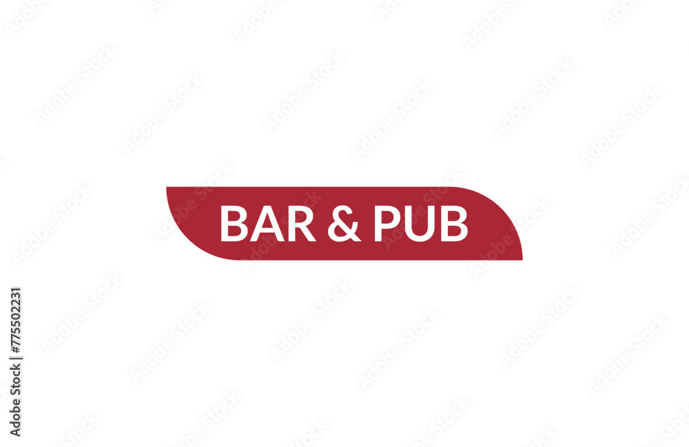 Bar & pub red ribbon label banner. Open available now sign or Bar & pub tag.