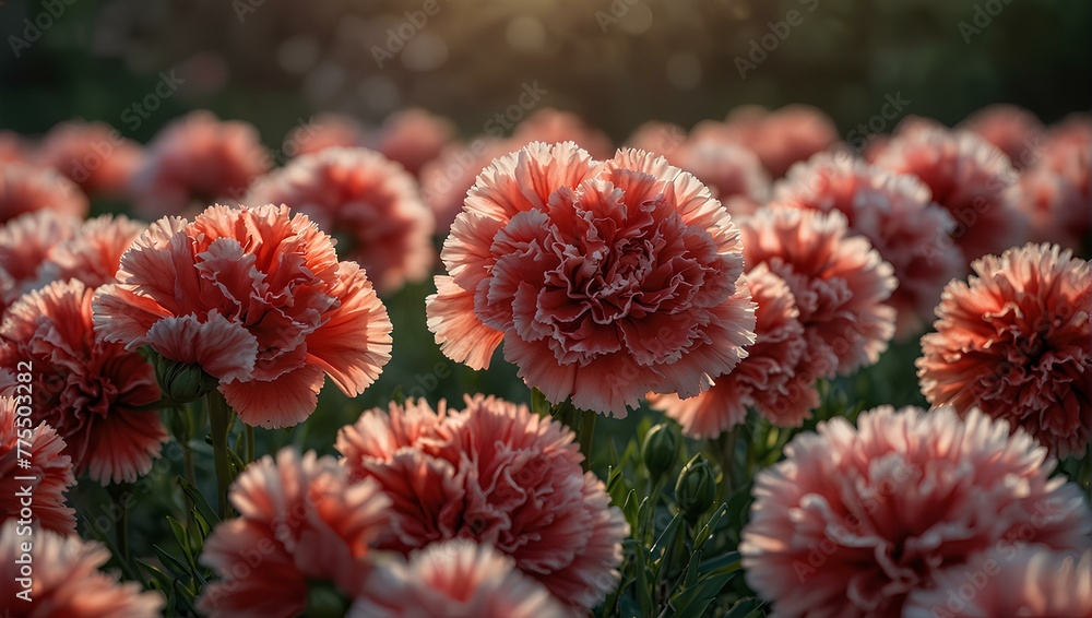 Carnation flowers in the field 
