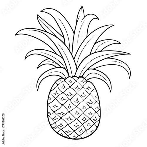 Juicy pineapple outline icon in vector format for tropical designs.