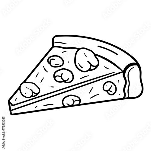 Tasty pizza slice outline icon in vector format for culinary designs.