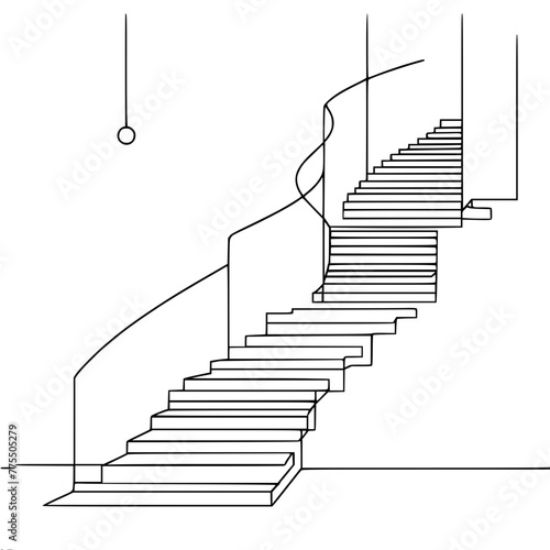 career ladder up, single line vector drawing