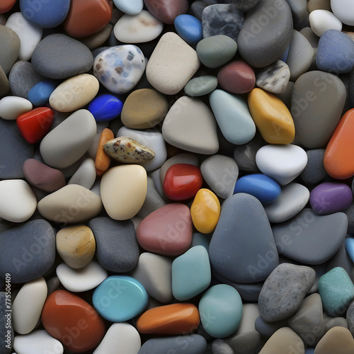 Colored beach stones background. Colored beach stones illustration. photo