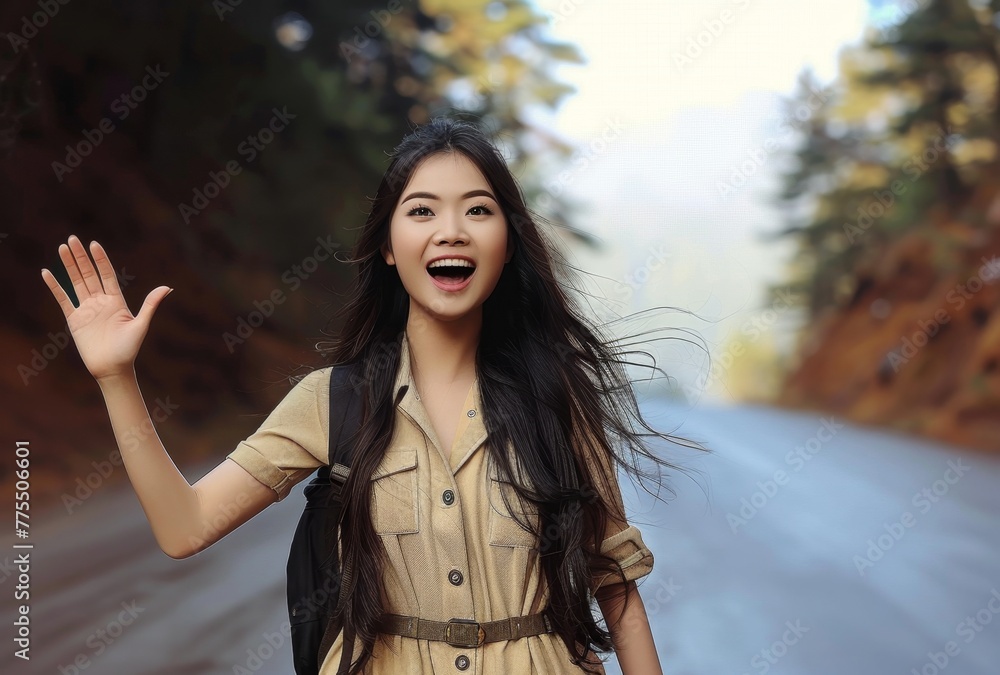 Young women look surprised in life Young women look surprised in life