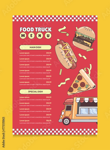 Food Truck Menu Poster Design. Suitable For Promotion Poster