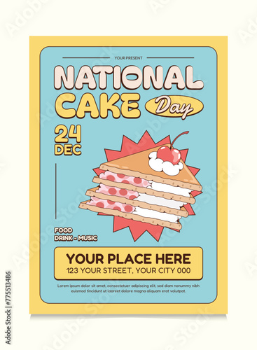 Retro Cake Promotion Poster Design. Suitable For Promotion Poster