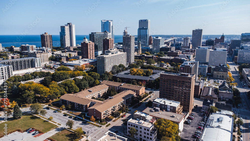 Fototapeta premium aerial view of city skyline