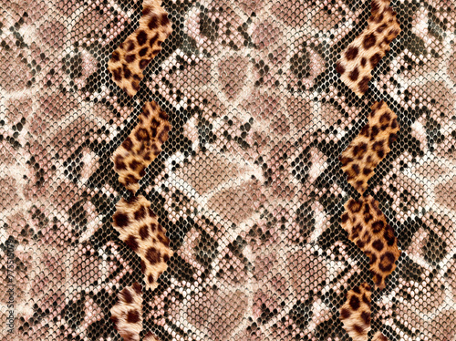Snake skin pattern and repeating Seamless. Animal print and textile design. illustration. Texture snake. Fashionable print.
