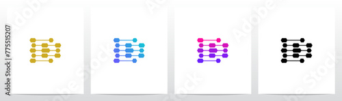 Hexagon Horizontal Lines Letter Initial Logo Design D