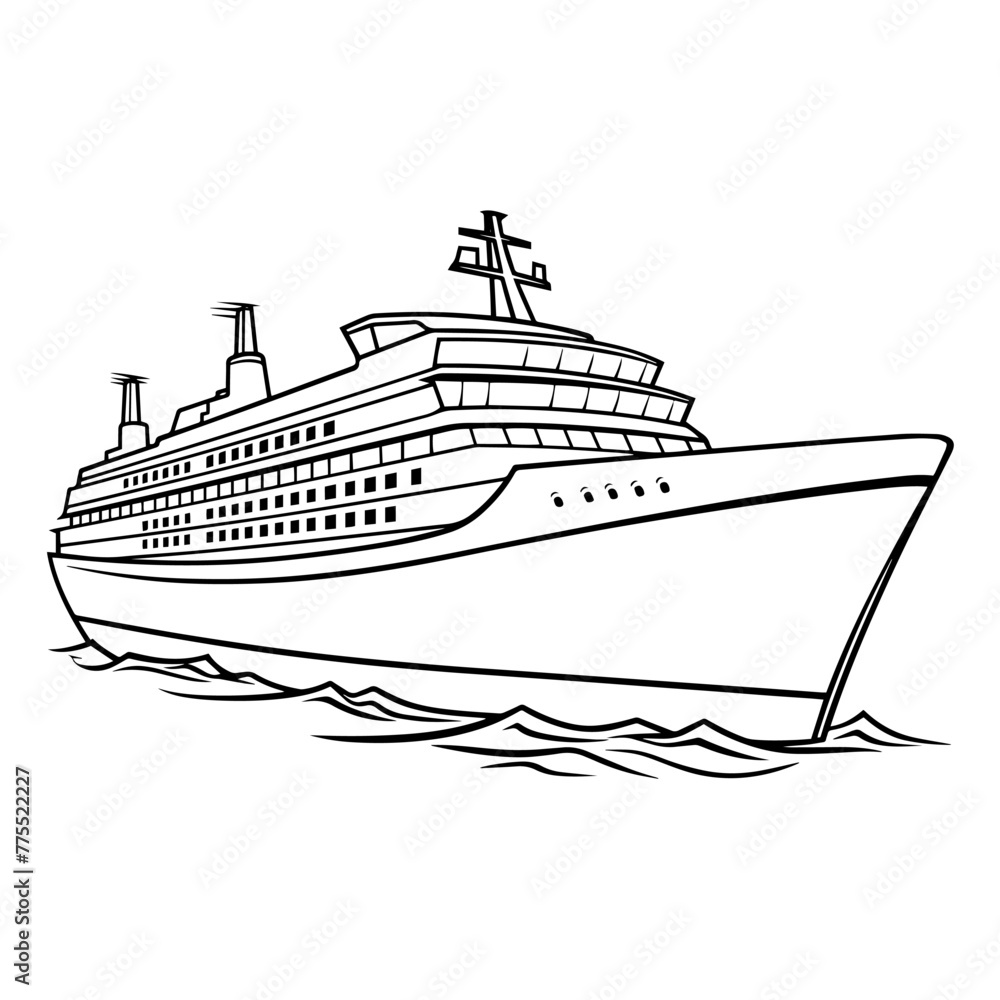 Majestic ship outline icon in vector format for maritime designs.