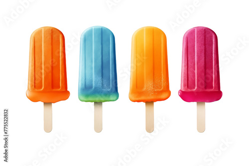 Popsicles in a Colorful Variety Melting Realistic Portrait Isolated On PNG OR Transparent Background.