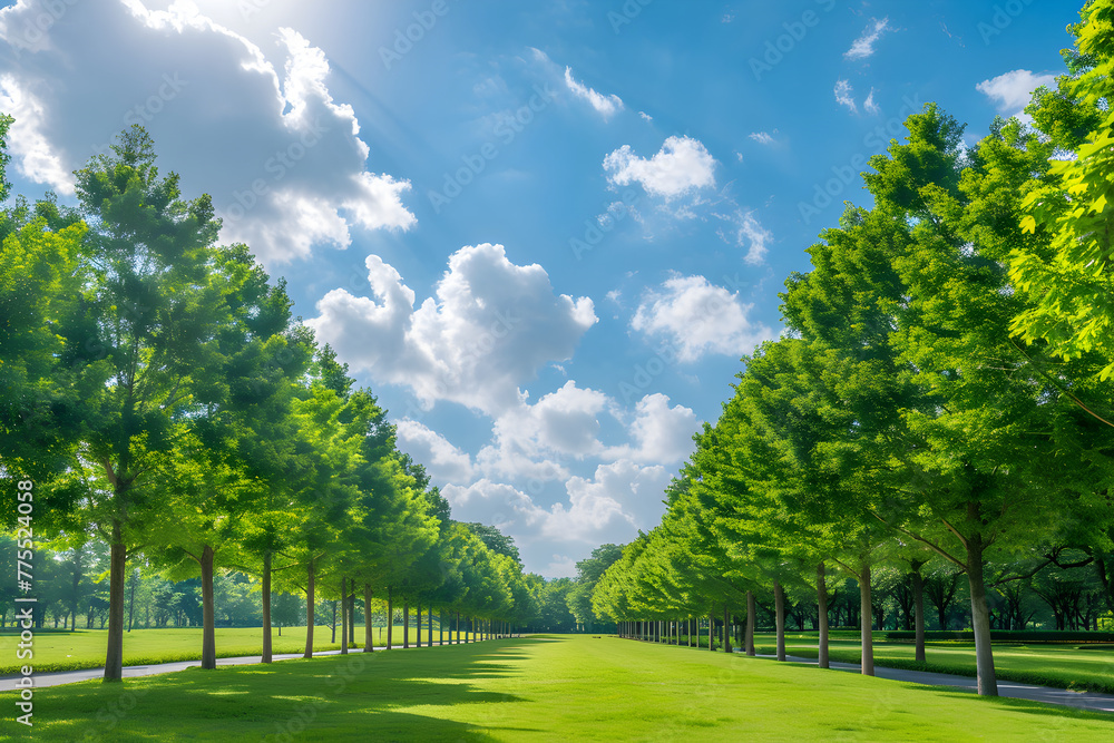 Vibrant, Sunny Day in a Beautifully-manicured Natural Park