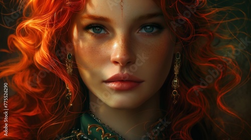Fiery Elegance Red Haired Princess