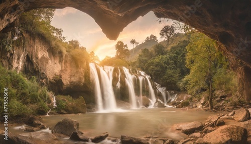pitugro waterfall is often called the heart shaped waterfalls umphang thailand photo