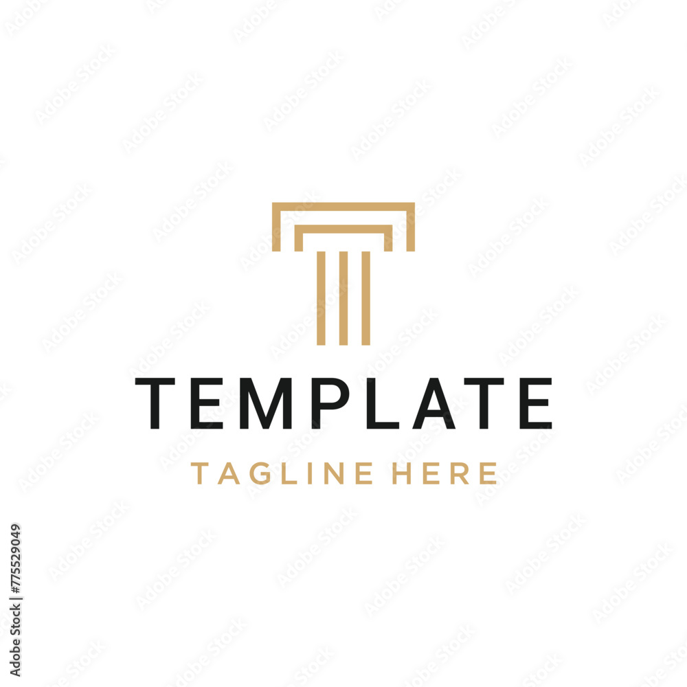 Golden Initial Letter T with Roman Pillar Column
For Building Architecture Logo design