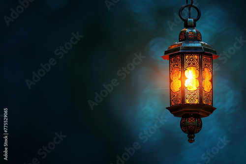Vintage street lamp illuminating the old city night sky