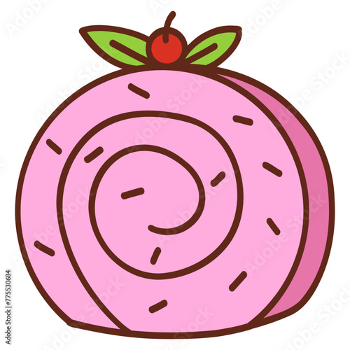 illustration of a roll cake sliced