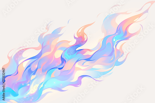 パステルカラーの燃え盛る炎の抽象的アート