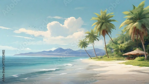 summer tropical beach landscape. beautiful view for banner  poster  social media  web. generative ai