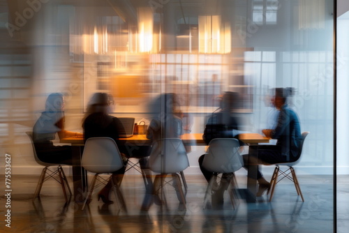 blur people in meeting room