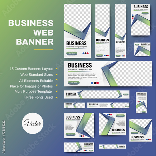 Web advertising banner template design. Modern web layout set with standard size. vector  © ahmad