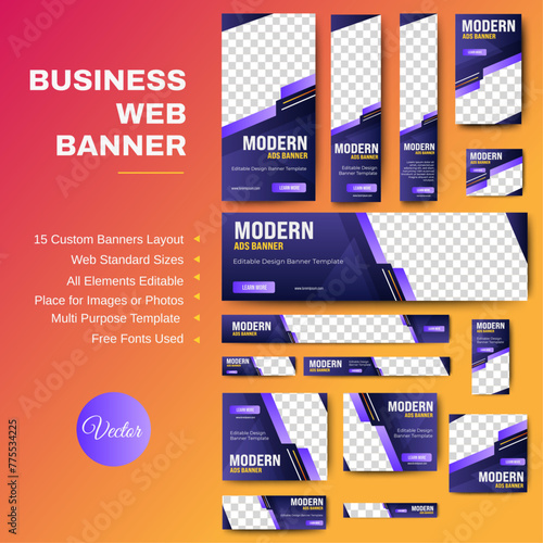Set of promotion kit banner template design with modern and minimalist concept user for web page, ads, annual report, banner, background, backdrop, flyer, brochure, card, poster, presentation layout © ahmad