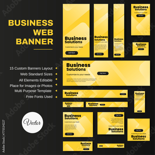 Set of business web banners template design with image space. vector  © ahmad