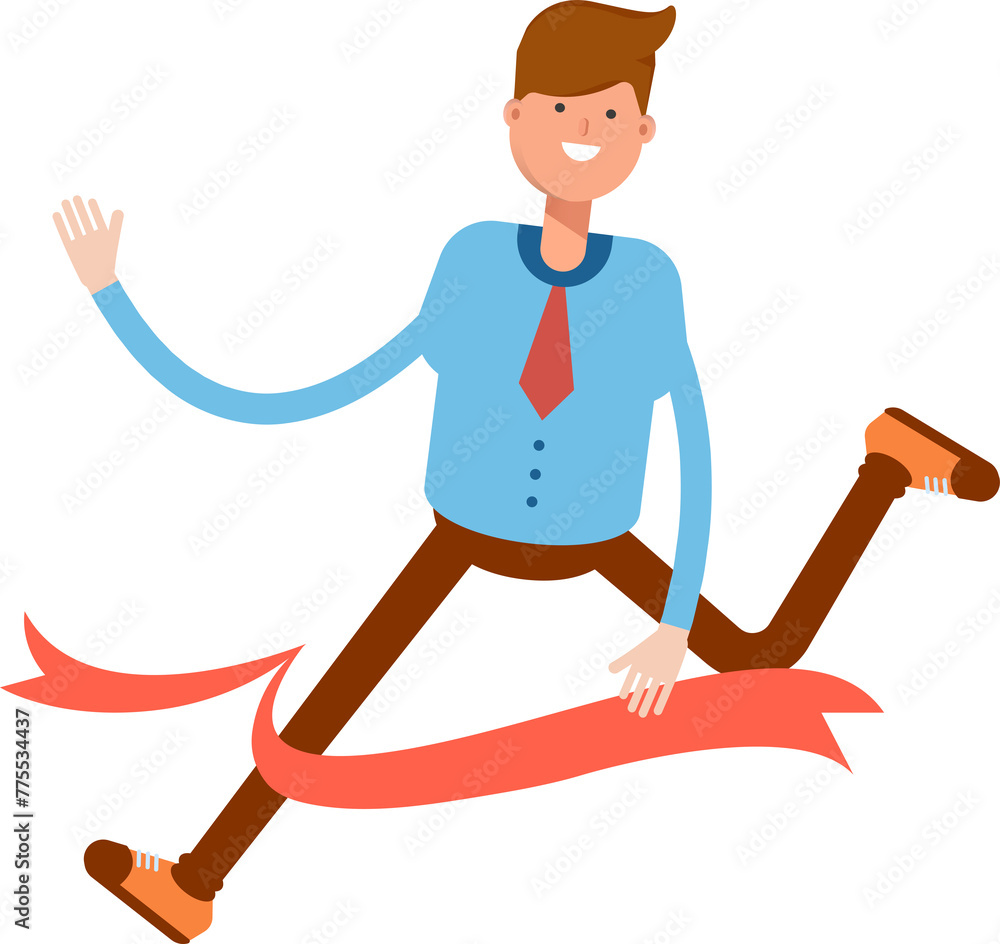 Businessman Character Running at Finish Line
Businessman Character Running at Finish Line