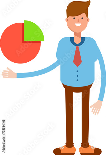 Businessman Character Holding Pie Chart
