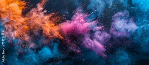 Colorful powder cloud in motion photo