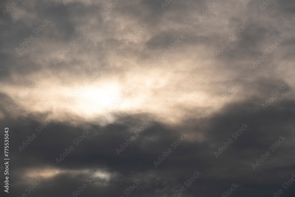 Dramatic weather with dark clouds and sky in the evening