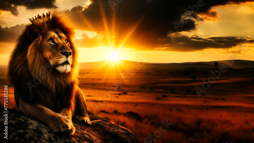 Royal Domain  A Lion in His Crown  Ruling Over the Expanse of Nature s Splendor in the Landscape